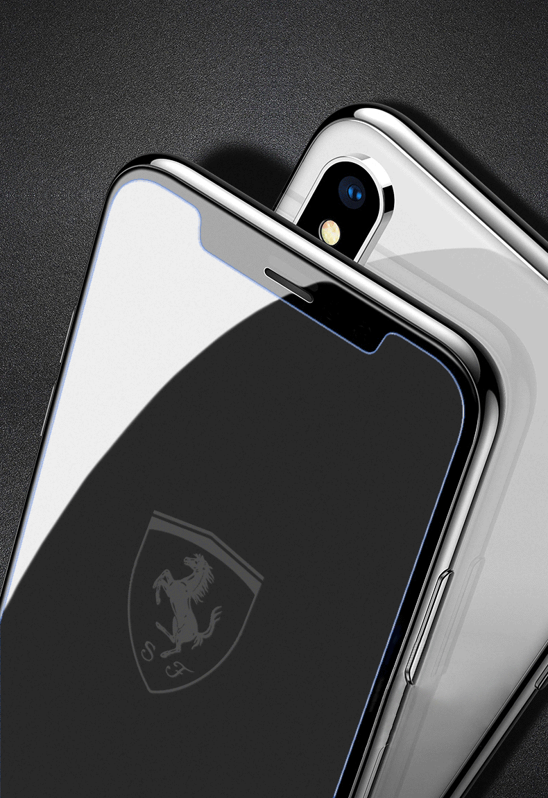 Scuderia Ferrari ® Apple iPhone XS Max Etched Ferrari logo 9H Transparent Tempered Glass