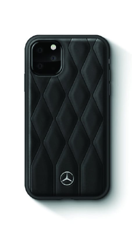 Mercedes Benz ® Apple iPhone 11 Pro Max Wave Collection Quilted Genuine Leather Hard Case Back Cover
