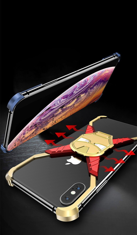 VAKU ® For Apple iPhone XS Max Ironman Stark Aluminum Metal Back Cover