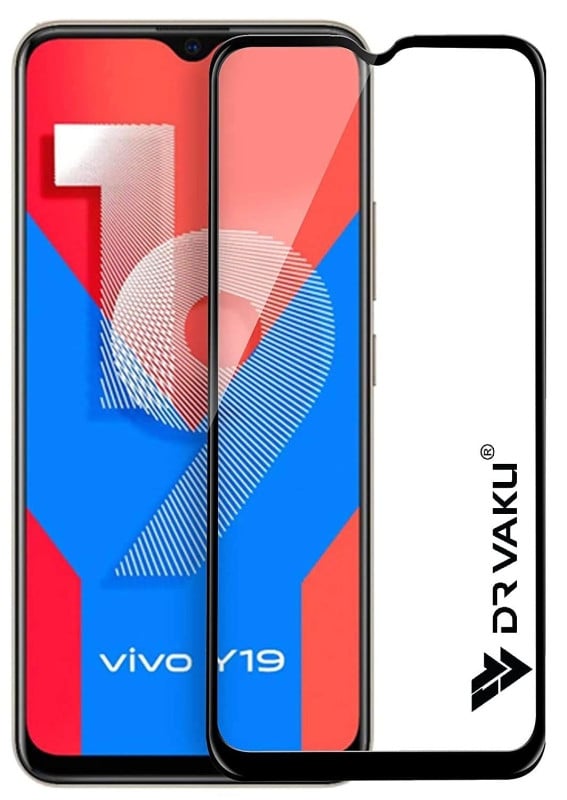 Dr. Vaku ® Vivo Y19 Full Edge-to-Edge Ultra-Strong Ultra-Clear Full Screen Tempered Glass- Black