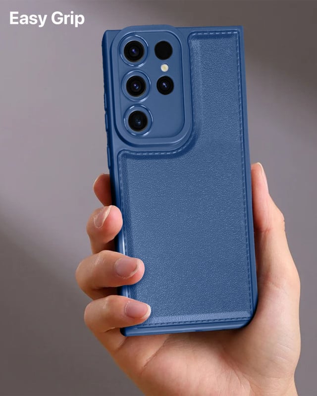 Vaku ® Samsung Galaxy S23 Ultra PU Leather Texture Soft Non-Slip Grip TPU Shockproof Phone Case Back Cover