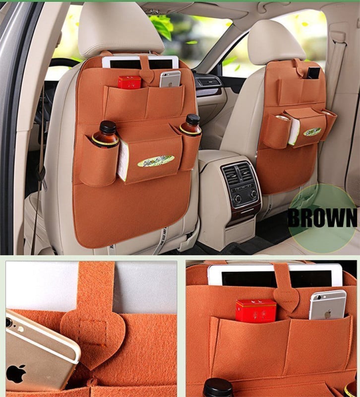 JOYROOM PU Leather Multi-function Car Backseat Organiser- Luxury Car  Storage Organizer - Multi-pocket Hanging Seat Back Organiser Storage Bag  for