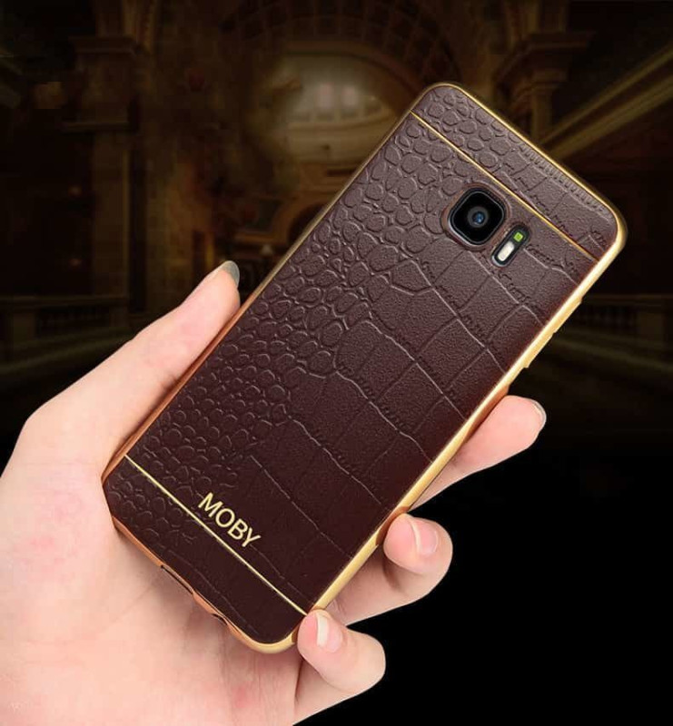 Vaku ® Samsung Galaxy A9 Pro European Leather Stitched Gold Electroplated Soft TPU Back Cover