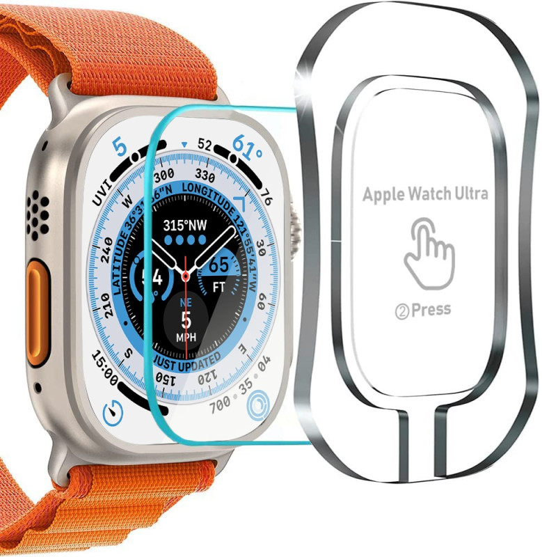 Vaku ®  Screen Protector Tempered Glass with Easy Installation Kit for iWatch Ultra 49mm Bubble Free Full Coverage