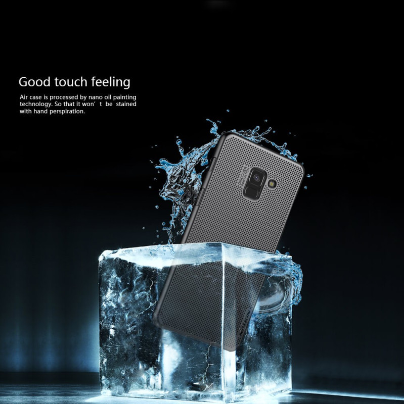Vaku ® Samsung Galaxy A8 Plus Perforated Series Heat Dissipation Ultra-Thin PC Back Cover Black