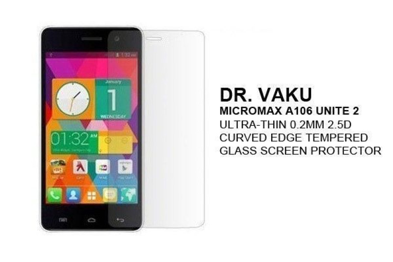 Dr. Vaku ® Micromax A106 Unite 2 Ultra-thin 0.2mm 2.5D Curved Edge Tempered Glass Screen Protector Transparent