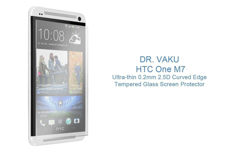 Dr. Vaku ® HTC One M7 Ultra-thin 0.2mm 2.5D Curved Edge Tempered Glass Screen Protector Transparent