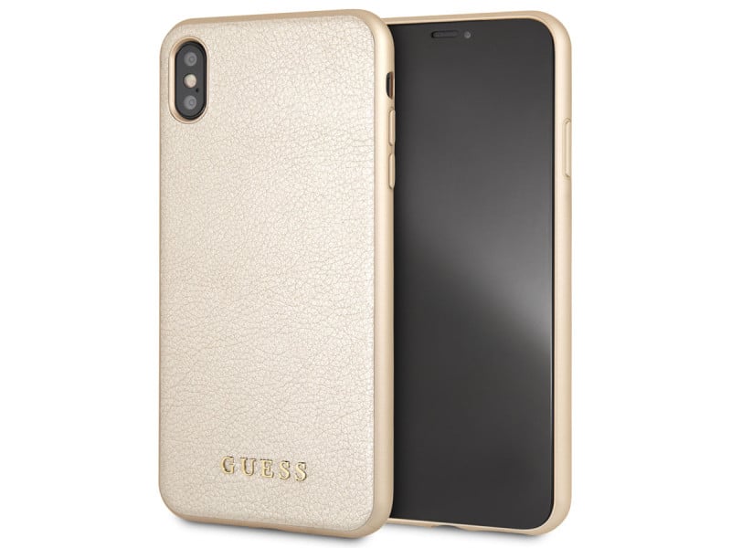 GUESS ® Apple iPhone X / XS Shimmering 2K Gold Electroplated Metal Logo Back Case