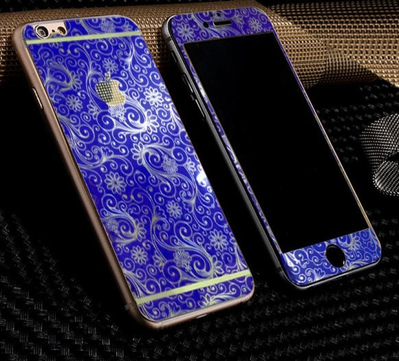 Dr. Vaku ® Apple iPhone 6 / 6S Golden Embossed Floral Design Metallic Finish Tempered Glass (FRONT +BACK)