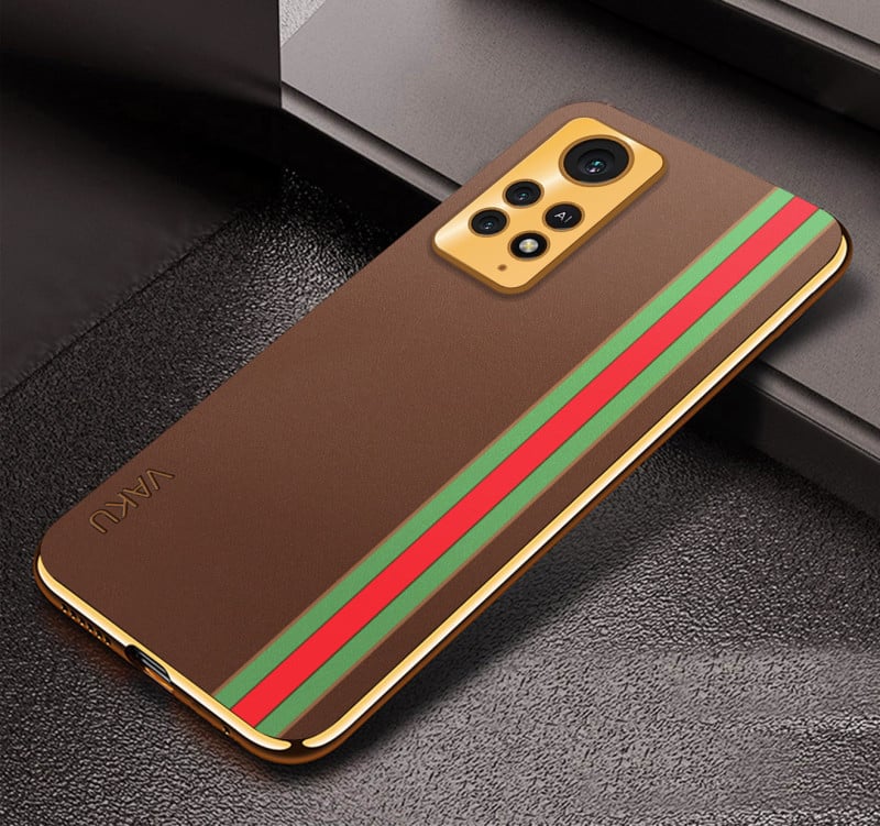Vaku ® Xiaomi Redmi Note 11 Pro Plus Felix Line Leather Pattern Gold Electroplated Soft TPU Back Cover Case