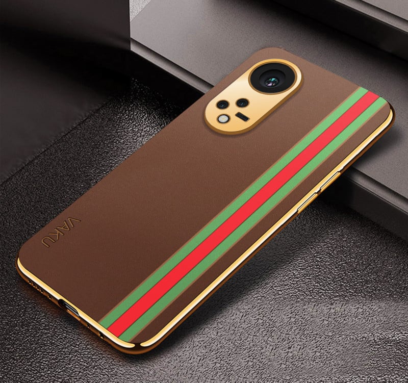 Vaku ® Oppo Reno8T 5G Felix Line Leather Stitched Gold Electroplated Soft TPU Back Cover Case