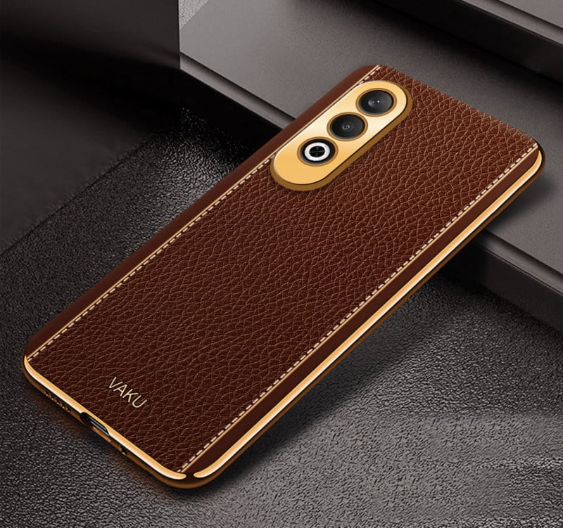 Vaku ® OnePlus Nord CE4 Luxemberg Leather Pattern Gold Electroplated Soft TPU Back Cover