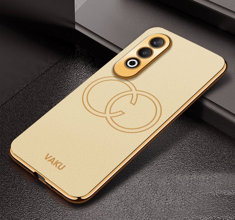 Vaku ® OnePlus Nord CE4 Skylar Leather Pattern Gold Electroplated Soft TPU Back Cover