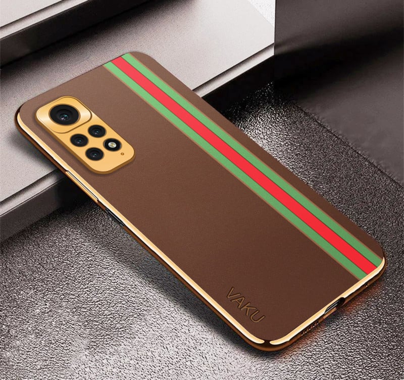 Vaku ® Xiaomi Redmi Note 11s Felix Line Leather Stitched Gold Electroplated Soft TPU Back Cover Case
