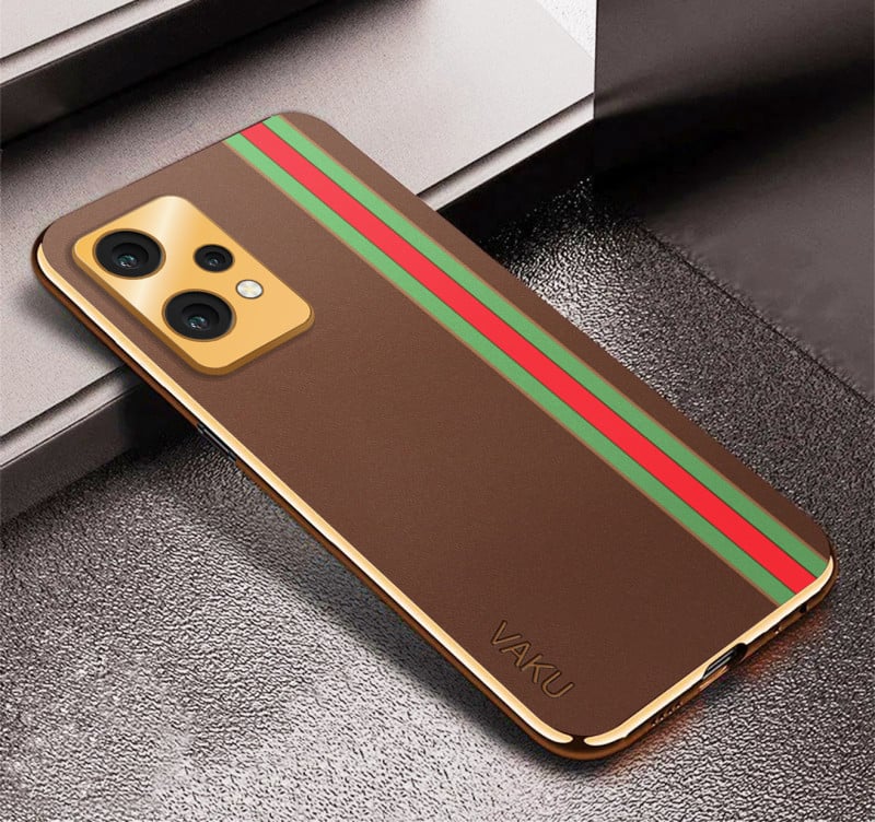 Vaku ® OnePlus Nord CE 2 Lite 5G Felix Line Leather Stitched Gold Electroplated Soft TPU Back Cover Case