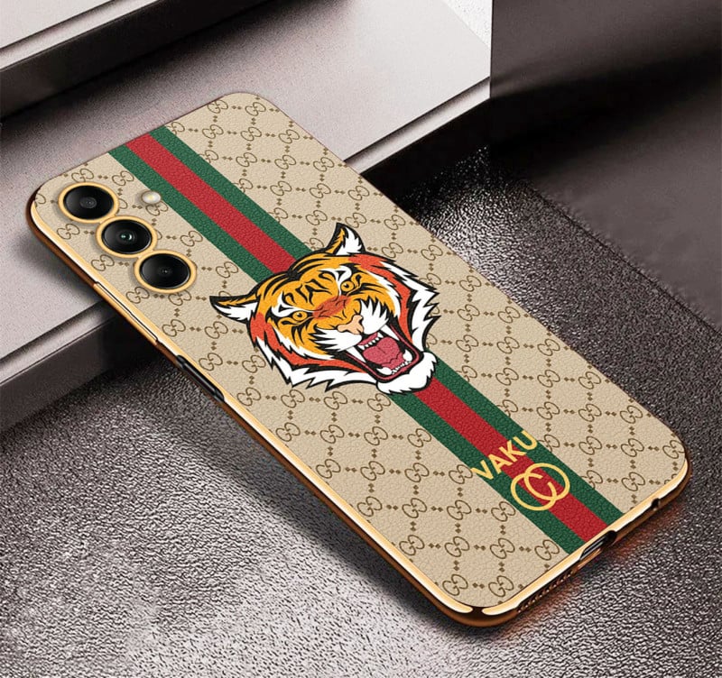 Vaku ® Samsung Galaxy A34 Lynx Leather Stitched Gold Electroplated Soft TPU Back Cover Case