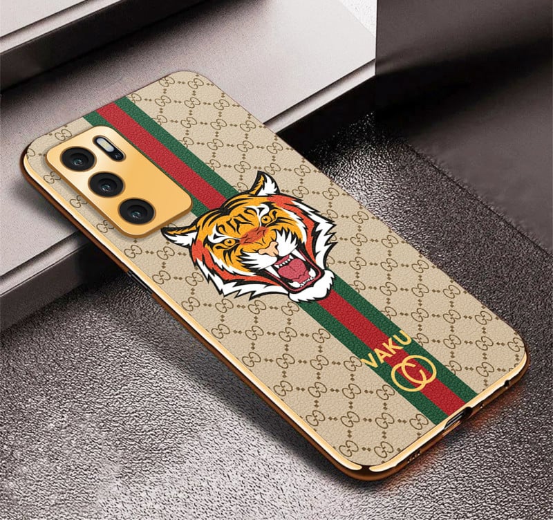 Vaku ® Oppo A16 Lynx Designer Leather Pattern Gold Electroplated Soft TPU Back Cover Case