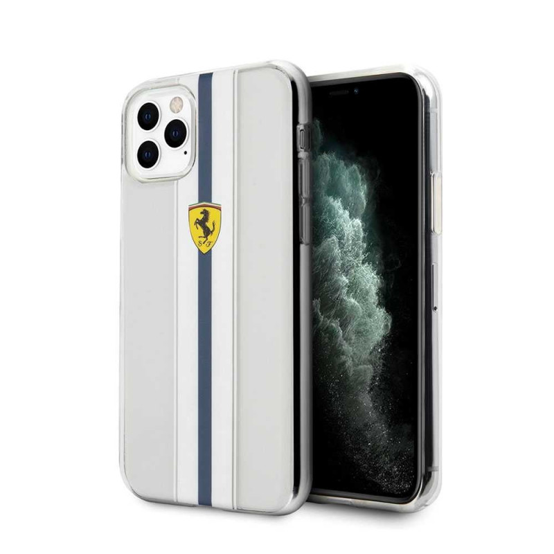Ferrari ® For Apple iPhone 11 Pro Pista Blue Stripe Clear series Back Cover