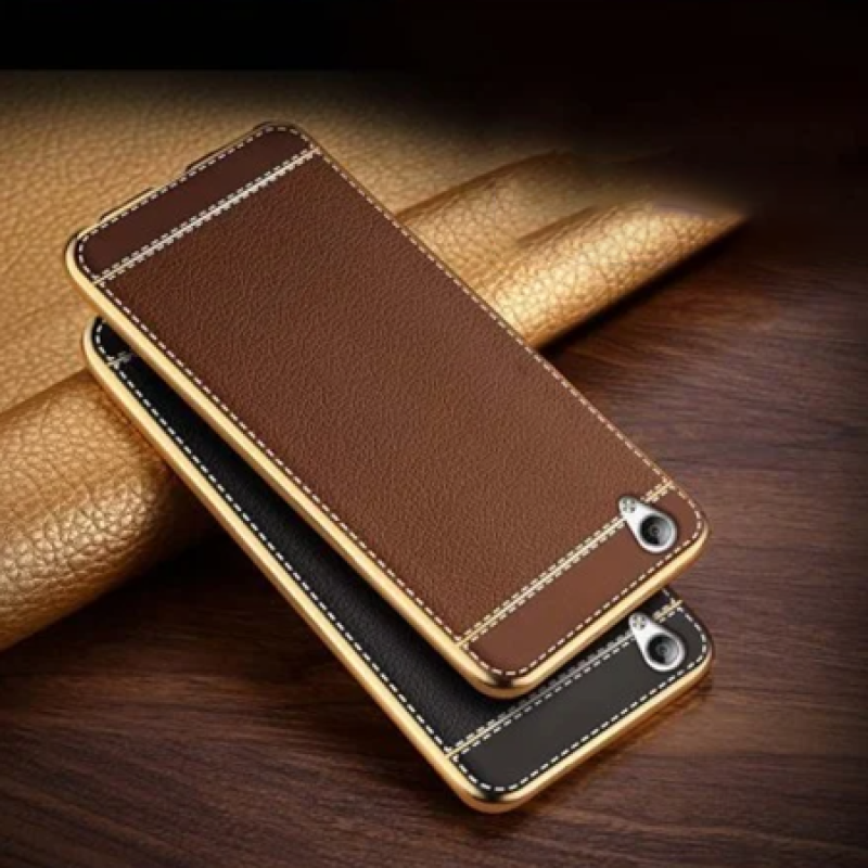Vaku ® Oppo F1 Plus Leather Stitched Gold Electroplated Soft TPU Back Cover
