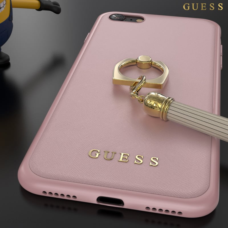GUESS ® Apple iPhone 7 Premium Luther Leather 2K Gold Electroplated + inbuilt ring stand + detachable Tassels Back Case