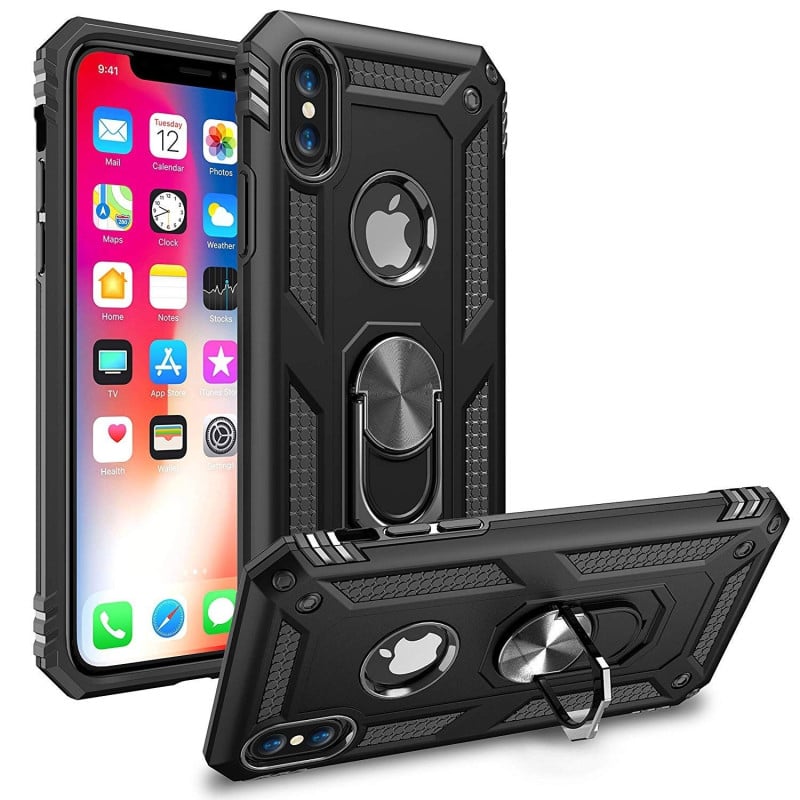 Vaku ® For Apple iPhone X / XS Hawk Ring Shock Proof Cover with Inbuilt Kickstand