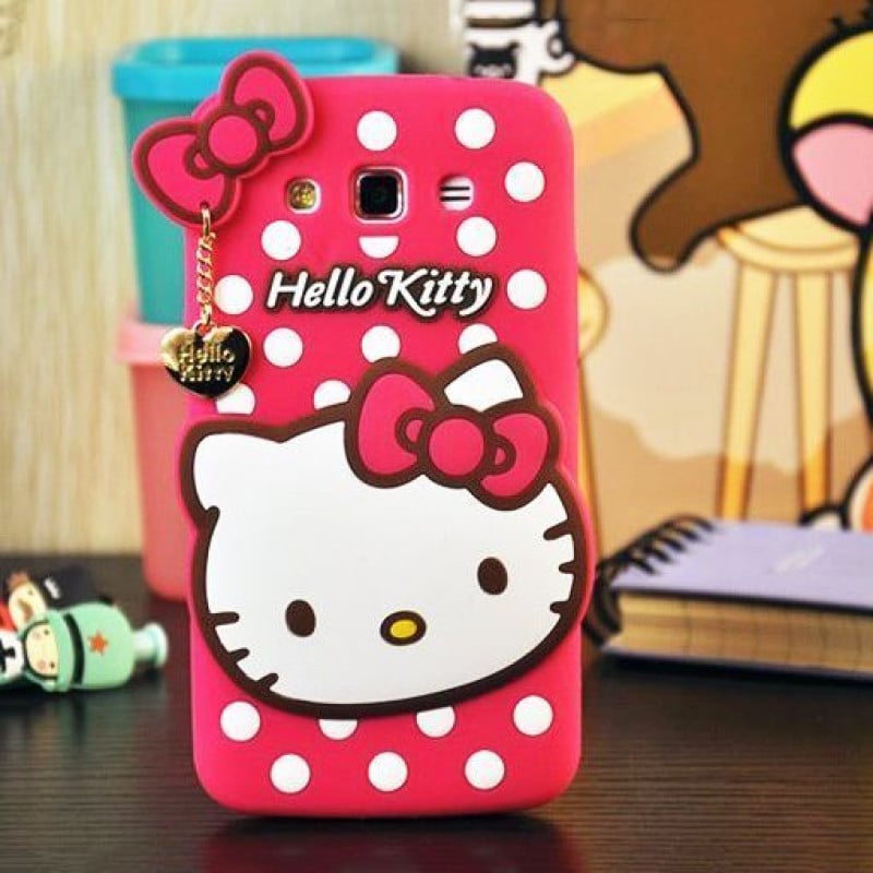 Cute Cases™ 4D Hello Kitty Design Ultra-Soft Gel Silicon Mobile Case + Kitty Pendant