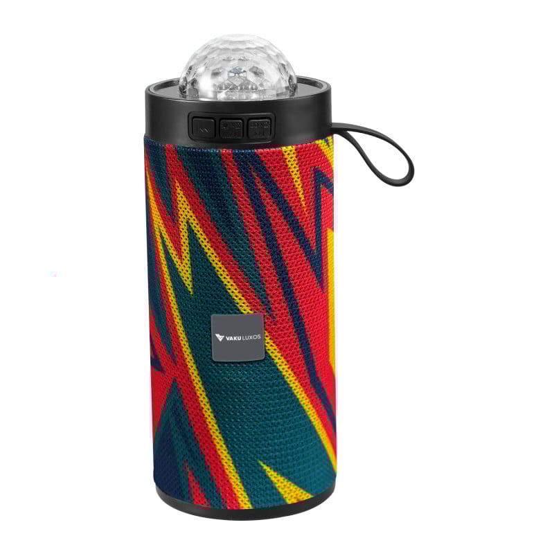 Vaku Luxos ® Groovio 15W Portable Bluetooth Party Speaker Vibrant Multicolor Pattern With LED Disco Light Dome