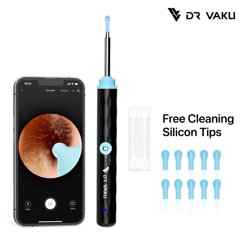 Dr. Vaku ® Earocam Wax Removal Tool with 1080p Wireless  Camera Waterproof  Visual Ear Scope Cleaning Kit