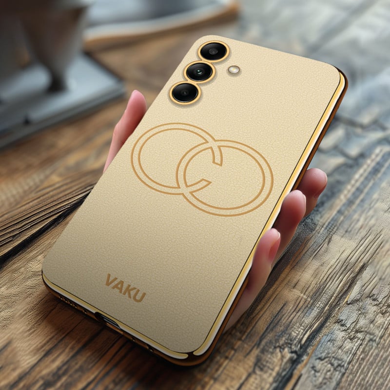 Vaku ® Samsung Galaxy A54 5G Skylar Leather Pattern Gold Electroplated Soft TPU Back Cover