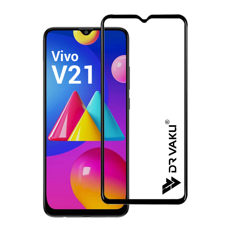 Dr. Vaku ® Vivo V21 Full Edge-to-Edge Ultra-Strong Ultra-Clear Full Screen Tempered Glass- Black