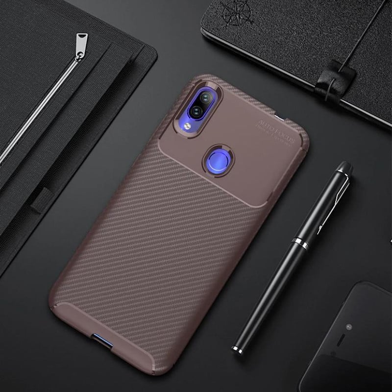 VAKU ® Xiaomi Redmi Note 7 / Note 7 Pro Synthetic Carbon Fiber with PU Back Shell Back Cover