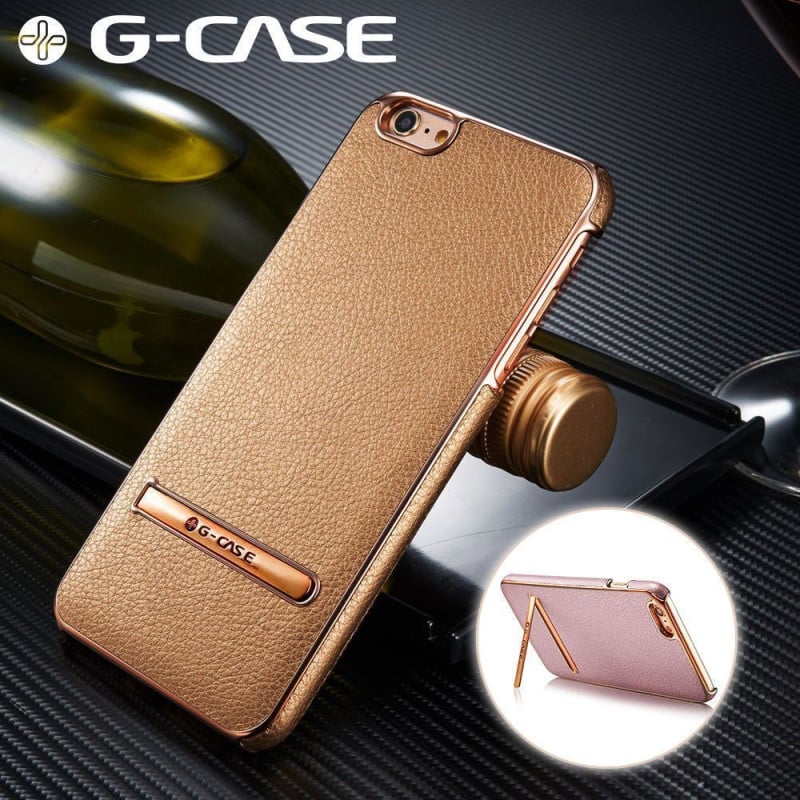 G-Case ® Apple iPhone 6 Plus / 6S Plus Ultra-thin Leather with Electroplating + Inbuilt Click Metal Stand Back Cover