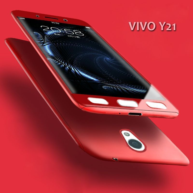 Vaku ® Vivo Y21 / Y21L 360 Full Protection Metallic Finish 3-in-1 Ultra-thin Slim Front Case + Tempered + Back Cover