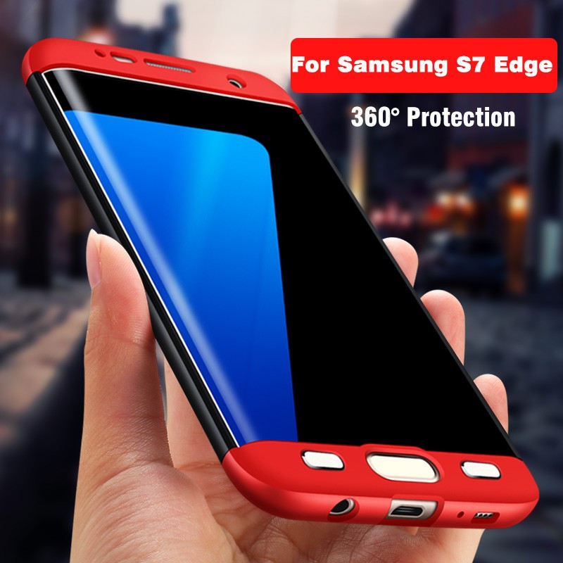 FCK ® SAMSUNG S7 Edge 3 IN 1 360 Series PC Case Dual-Colour Finish 3-in-1 Ultra-thin Slim Back Cover  + Upper & Lower Front