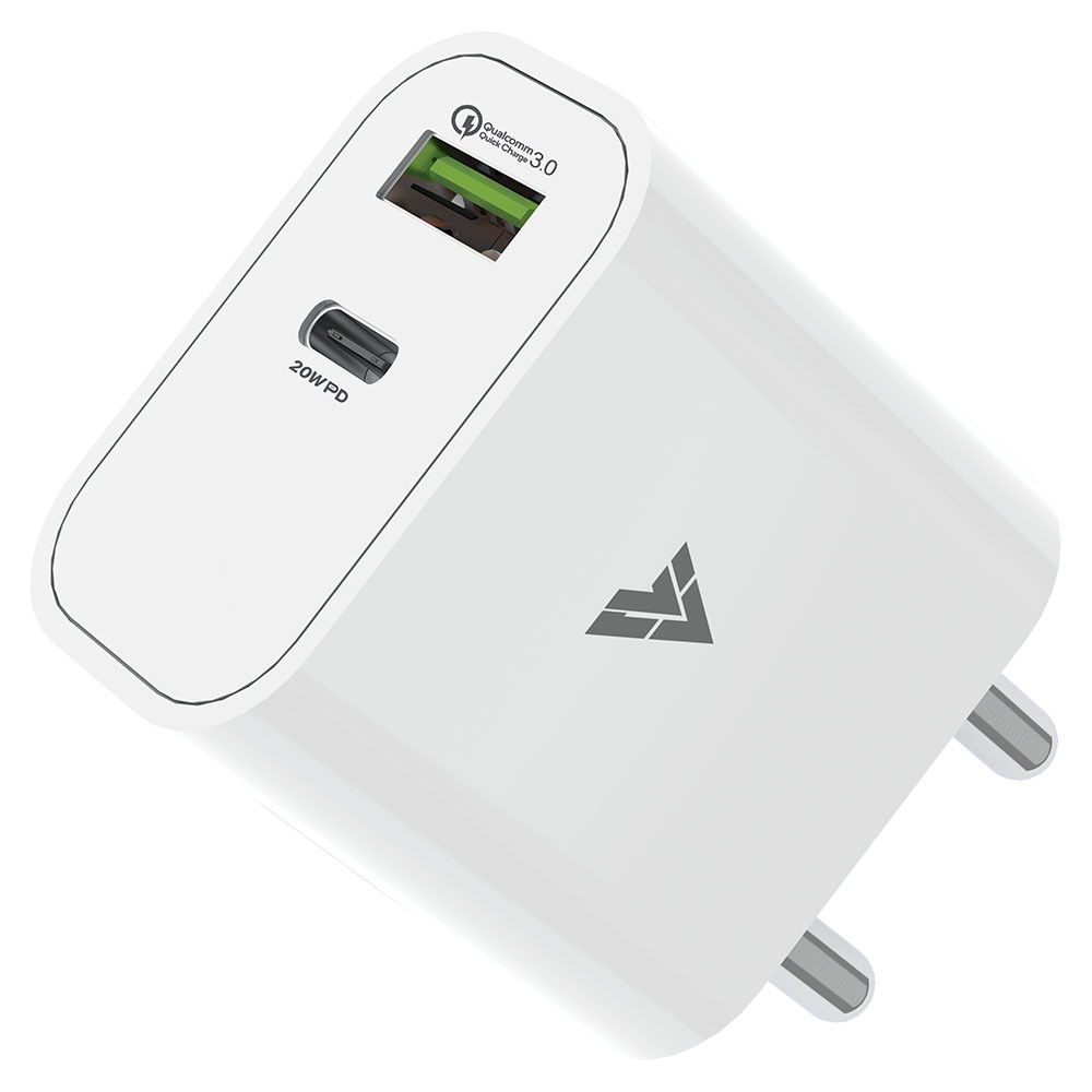 Vaku ® Paxor 2in1 PD QC 20W Dual Port Charger Type C [Apple MFi
