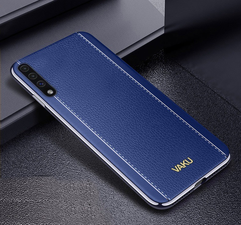 Vaku ® Samsung Galaxy A50S Vertical Leather Stitched Gold Electroplated