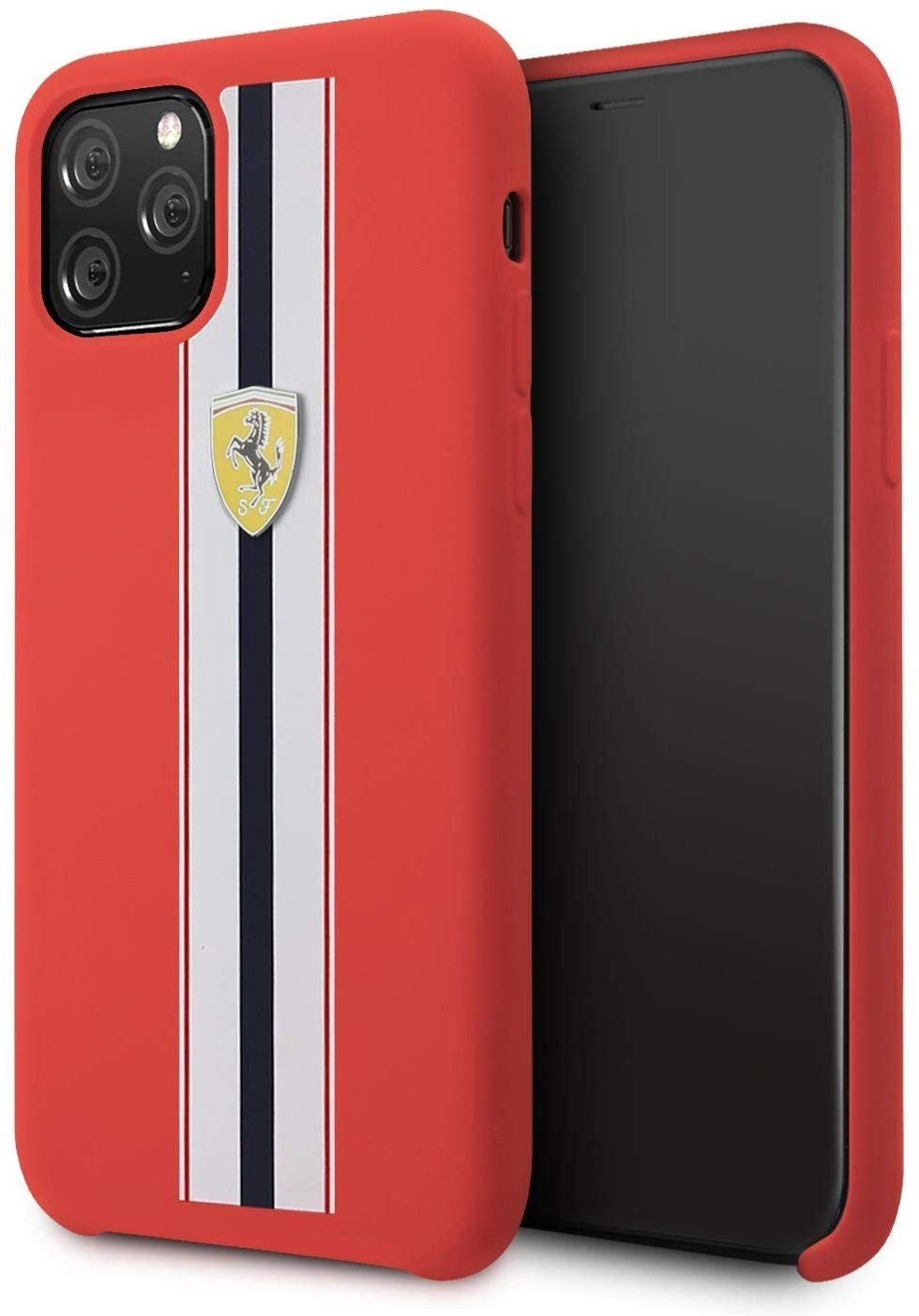 Ferrari For Apple Iphone 11 Pro White Stripe Liquid Silicon Velvet Touch Silk Finish Shock Proof Back Cover Iphone 11 Pro Apple Mobile Tablet Screen Guards India