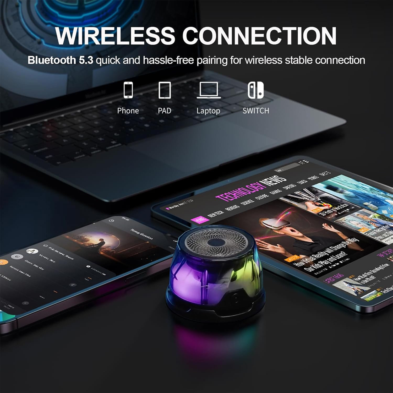 Vaku Luxos® 4-in-1 Magnetic Bluetooth Speaker 15W Wireless