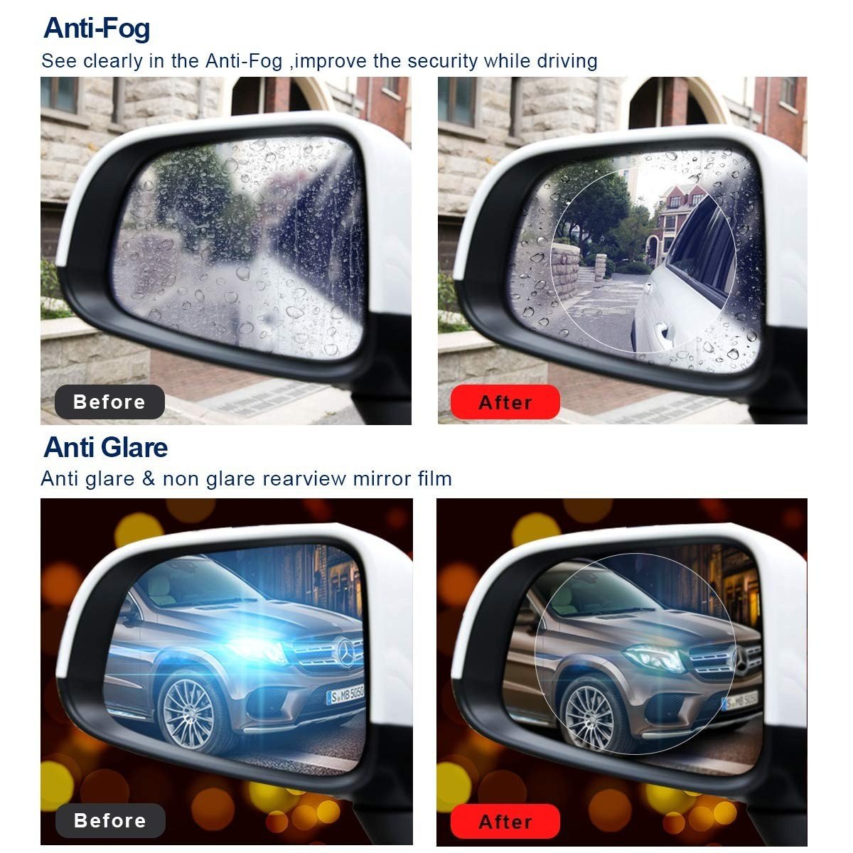 VAKU ® Car Rearview HD Anti-Fog Anti-Glare Rainproof Protective Film -  Universal - Universal - Mobile / Tablet - Screen Guards India