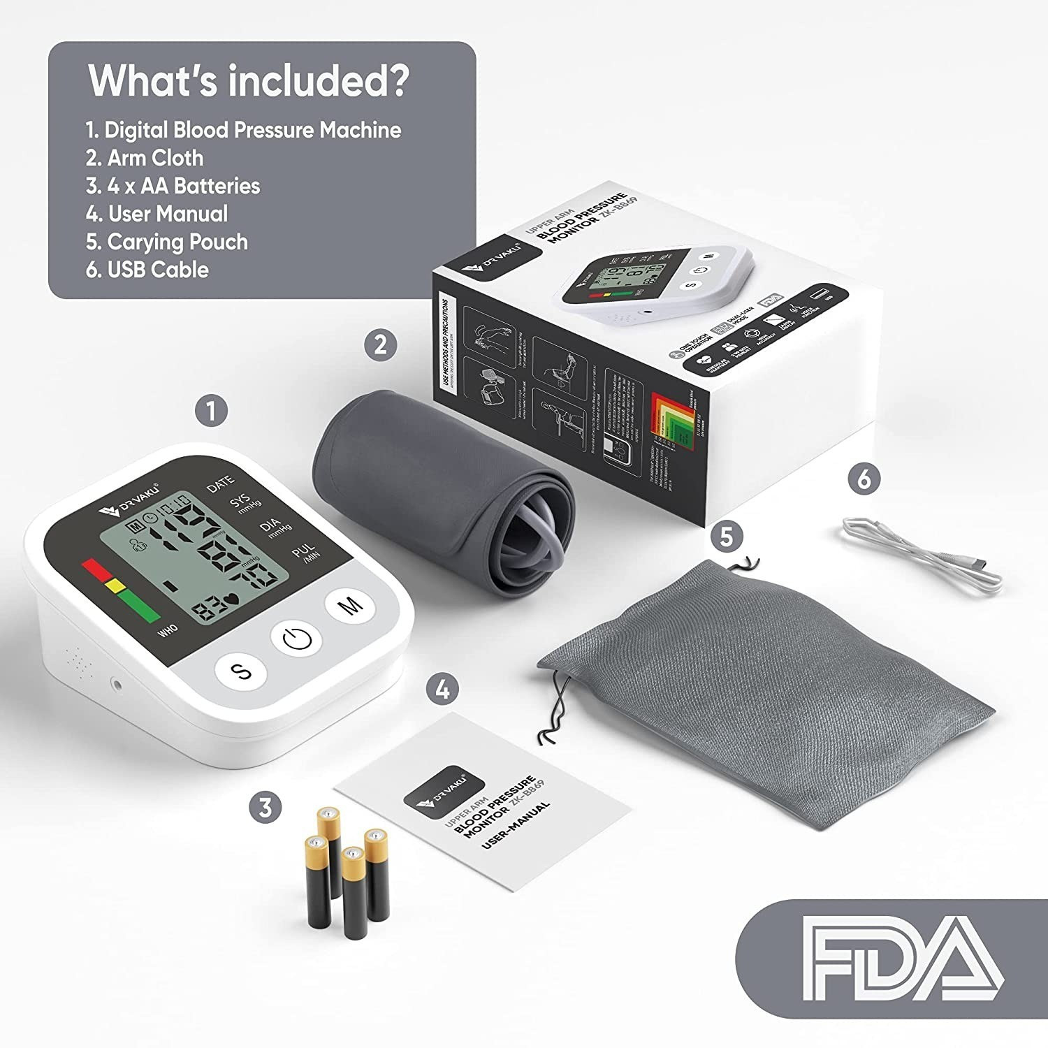 LAZLE Blood Pressure Monitor - Automatic Upper Arm Machine & Accurate  Adjustable Digital BP Cuff Kit 