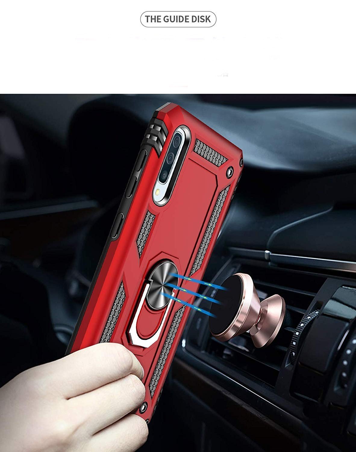 for Samsung Galaxy A50 case Hard Shell Military Grade Duty Protective Cover Kickstand 360°Grip Cases for Magnetic Car Mount 