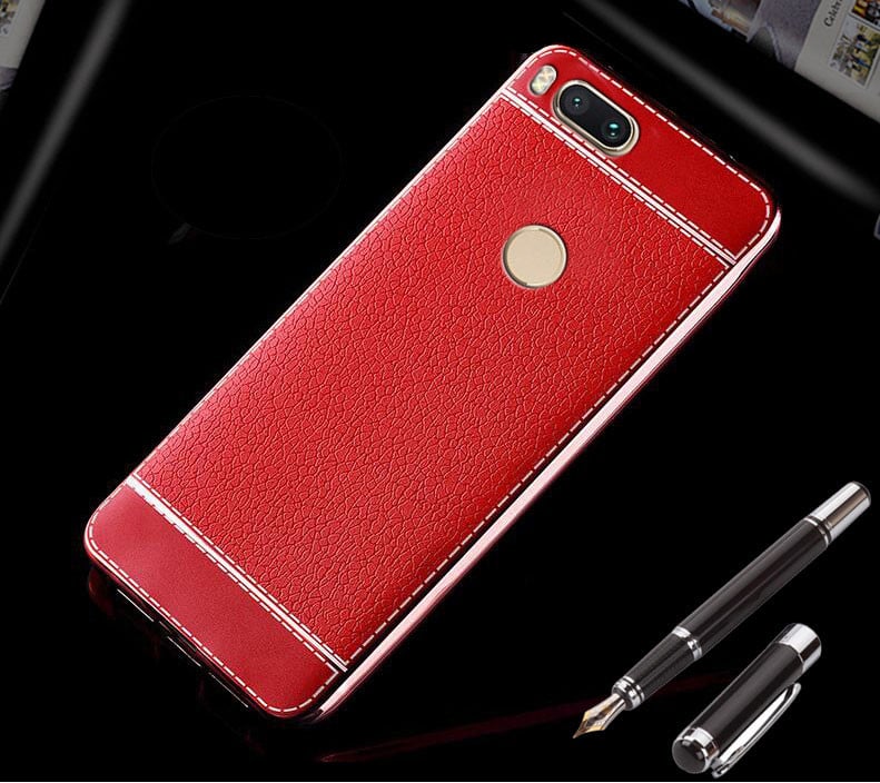 Vaku ® Xiaomi Mi A1 Leather Stitched Gold Electroplated Soft TPU Back