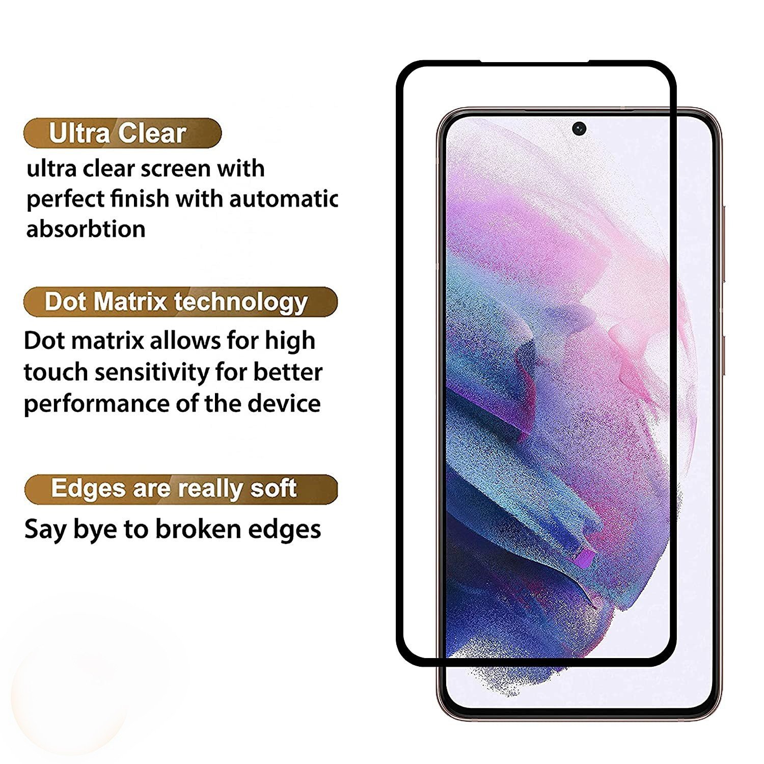 Dr. Vaku ® Samsung Galaxy S21 Edge to Edge Full Screen 9H Tempered Glass Front Galaxy S21