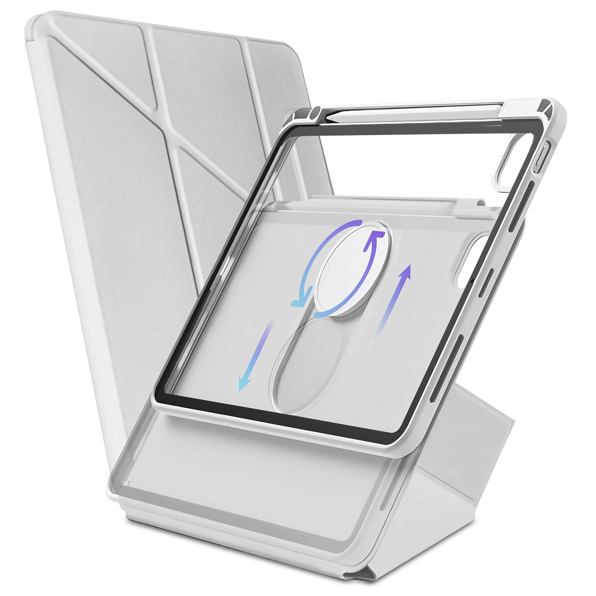 Vaku Luxos ® Apexen 360 Degree Apple iPad Pro 11 inch (M4) Back Flip Stand  Cover with Pencil Holder 6-Way Adjustable Slim Shockproof Protective Case