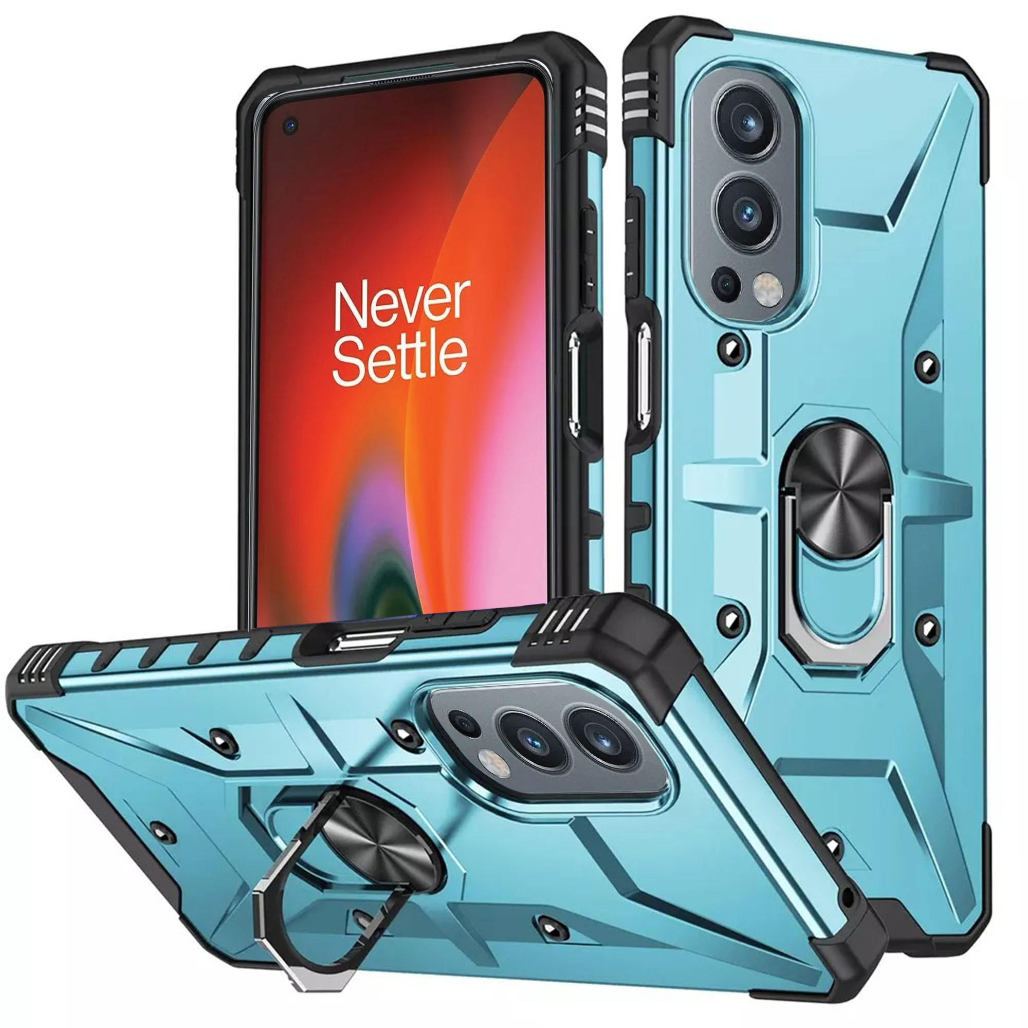 Vaku ® OnePlus Nord Knight Armor Ring Shock Proof Cover with Inbuilt  Kickstand