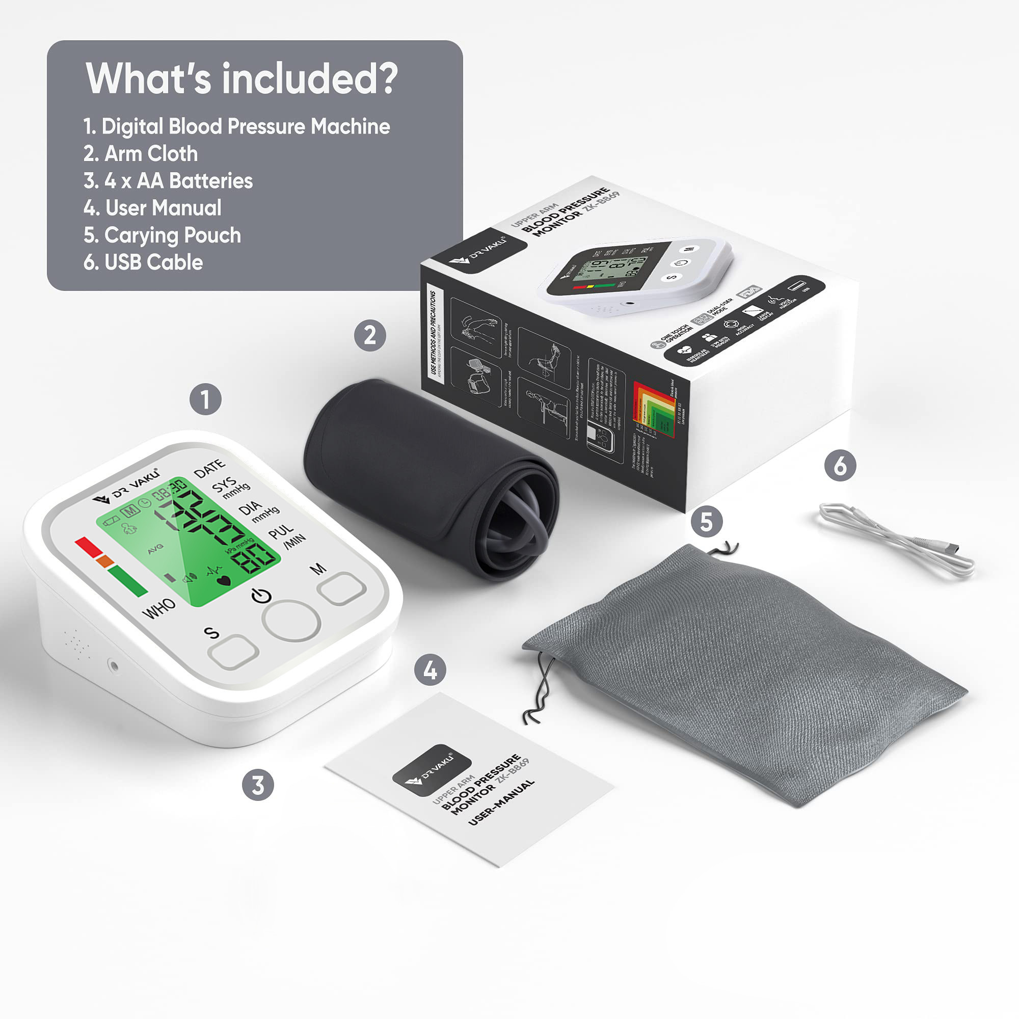 DR VAKU® Blood Pressure Monitor FDA Approved Automatic Upper Arm BP ...