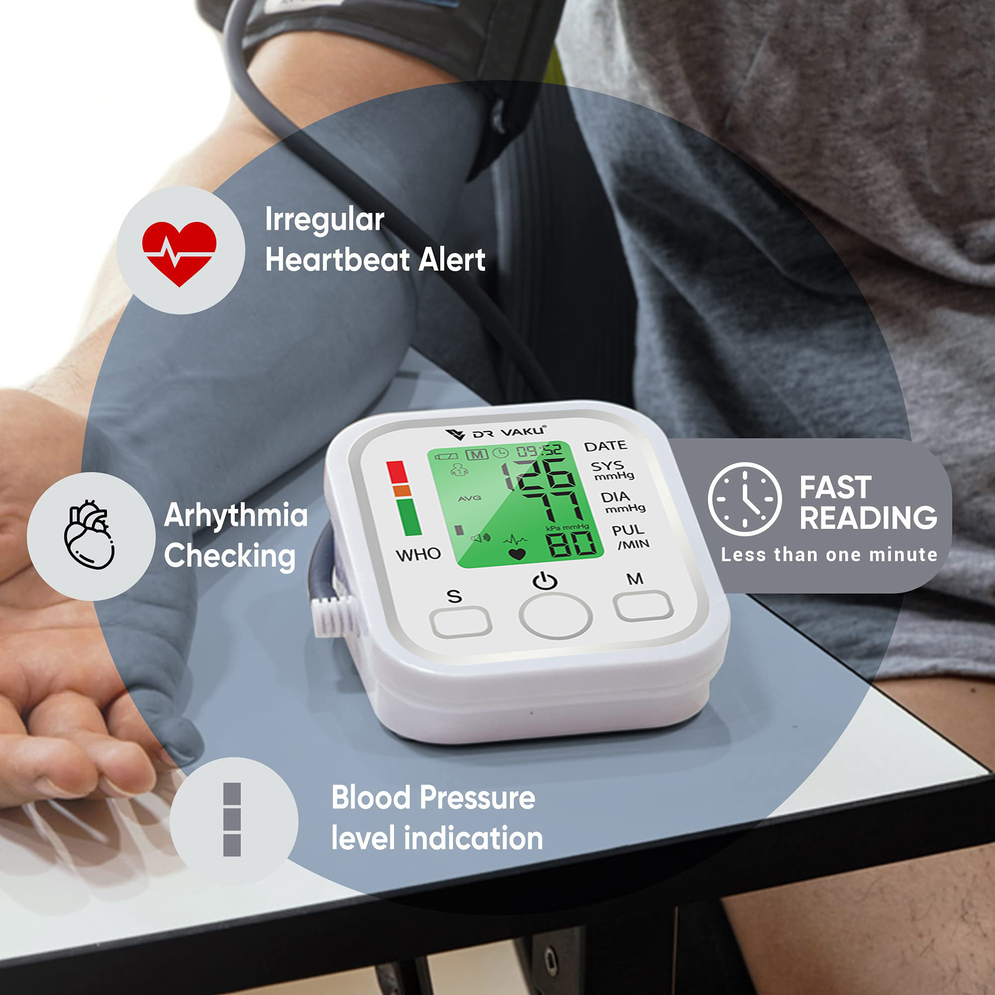 DR VAKU® Blood Pressure Monitor FDA Approved Automatic Upper Arm BP ...