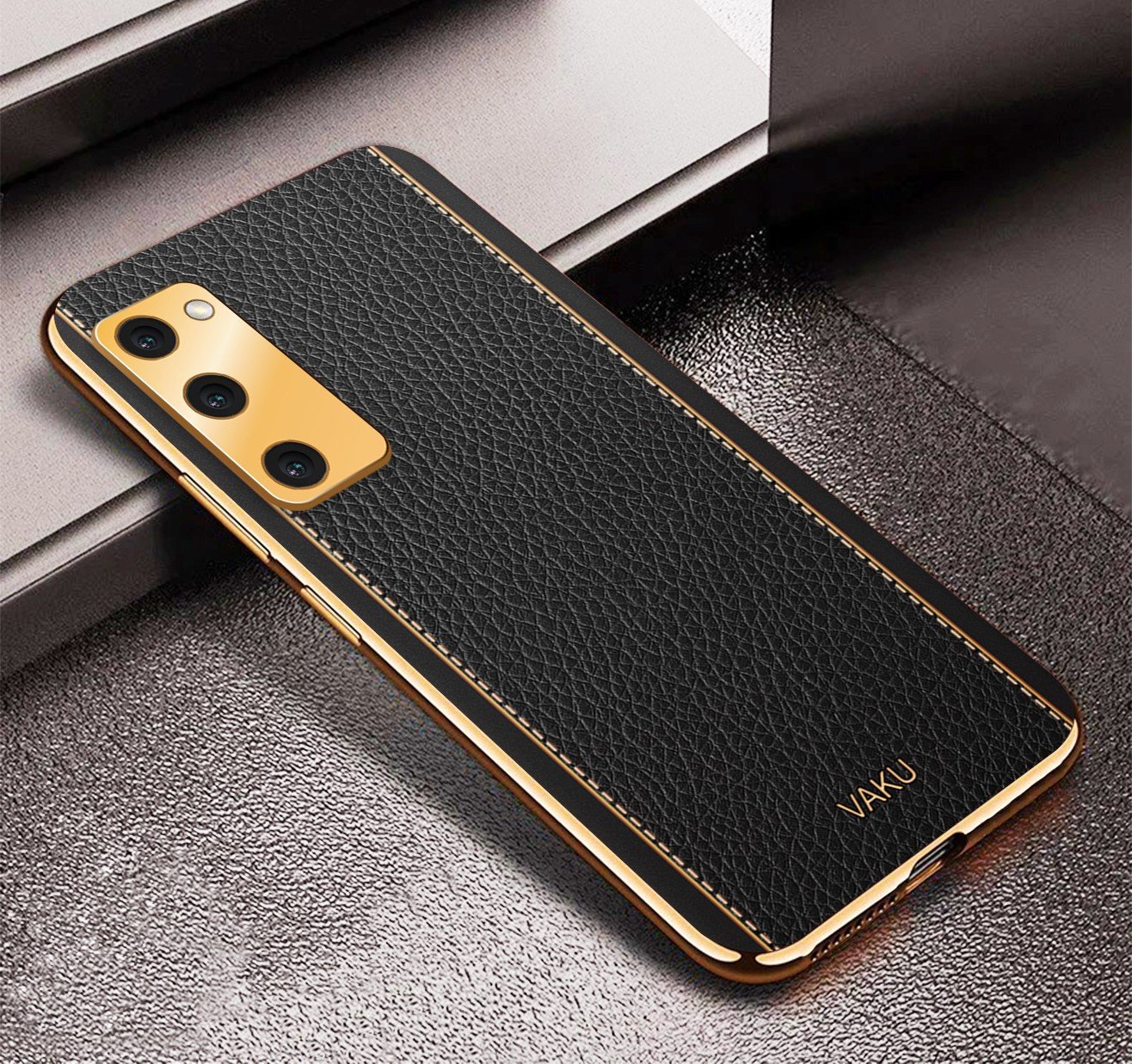 Vaku ® Samsung Galaxy S20 Fe Luxemberg Series Leather Stitched Gold  Electroplated Soft Tpu Back Cover - Galaxy S20 Fe - Samsung - Mobile /  Tablet - Screen Guards India