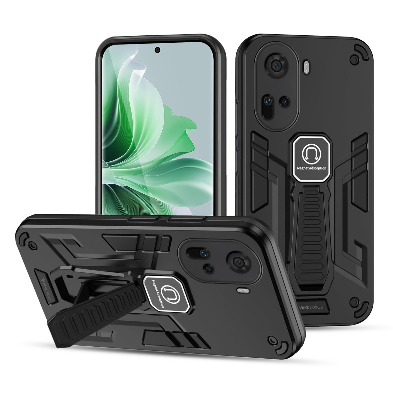 Vaku ® Oppo Reno11 5G Valor Military Grade Armor Case with Built-in  Kickstand Shockproof Back Cover