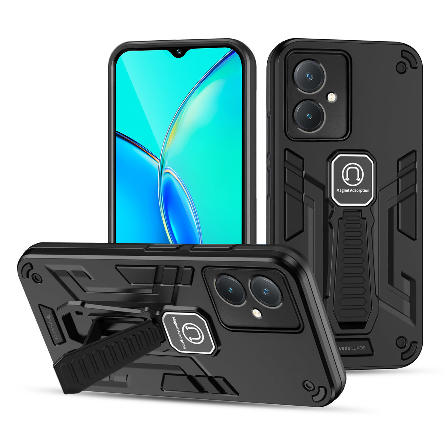 Vaku ® Vivo Y27 4G Valor Military Grade Armor Case with Built-in